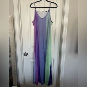 Purple Multicolored Striped Maxi Dress